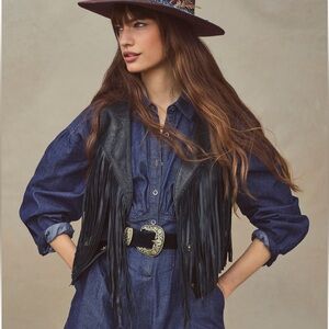 Free People Black Rock Western Belt Size M/L